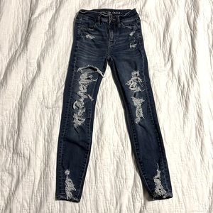 American Eagle skinny jeans really ripped